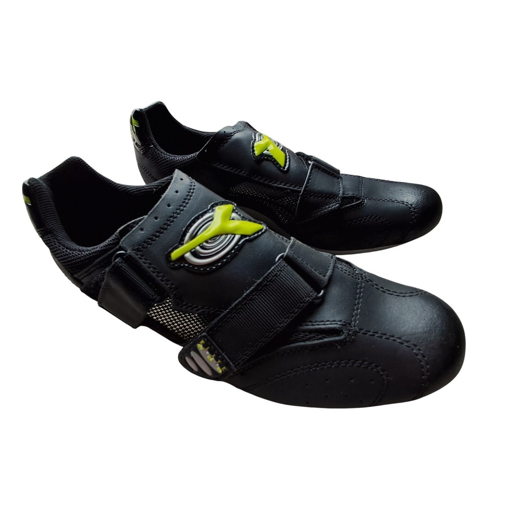 Diadora Elite Road Cycling‎ Shoes Mens 9 Black Neon Yellow 111055 09 NWB